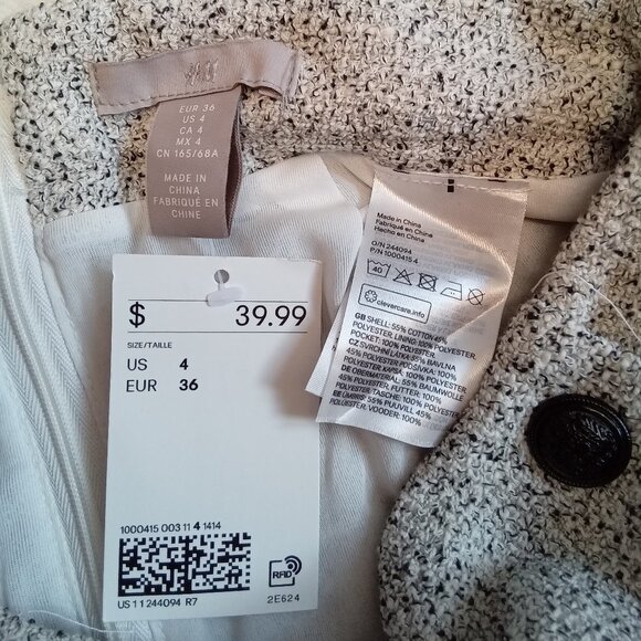 H&M Women's Beige Back Zip Pockets Straight Pencil Skirt Size: 4 - Picture 6 of 6